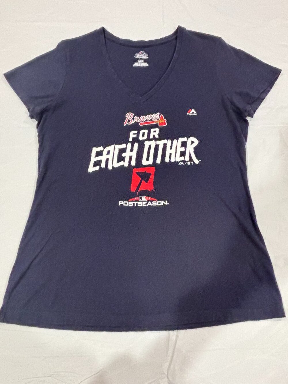 Majestic Atlanta Braves For Each Other 2018 Postseason T-Shirt Women's Large MLB